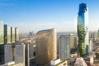 Le quartier d'affaires de Bangkok et la tour Mahanakhon