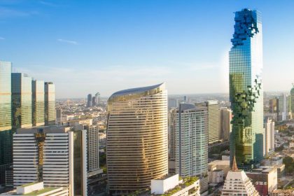 Le quartier d'affaires de Bangkok et la tour Mahanakhon